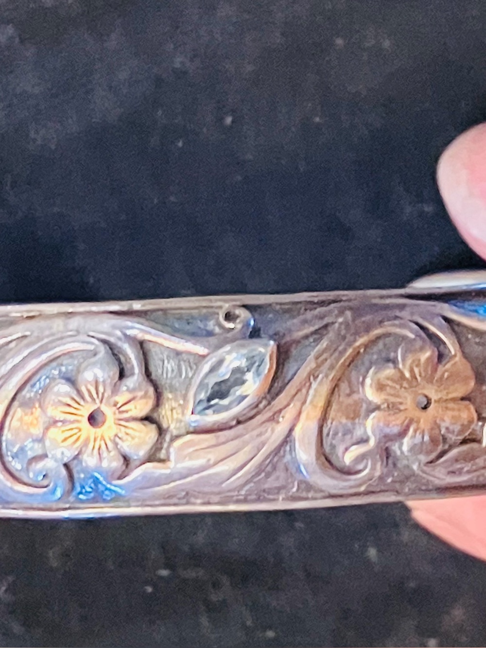 Engraved Floral Silver Bracelet